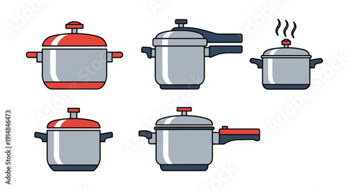 Pressure Cooker Line colorful digital illustration soft tone color