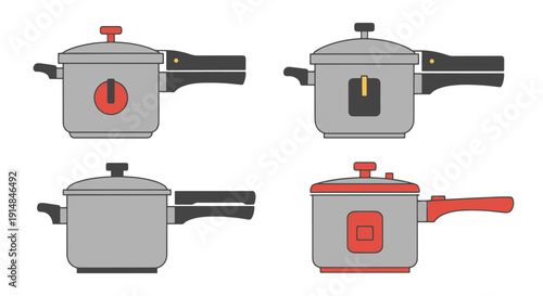 Pressure Cooker Line filled art flat design abstract digital color vector