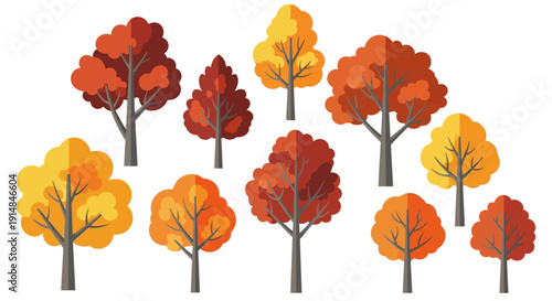 Autumn Trees Collection: Vibrant Fall Foliage in Various Shapes and Sizes
