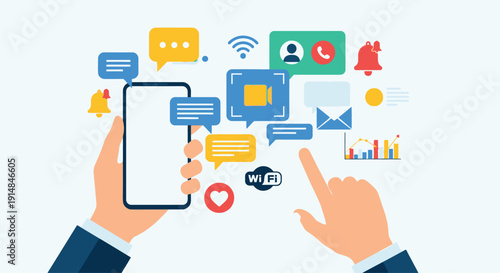 Smartphone Interaction with Messaging and Notification Icons