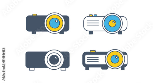 Projector Line art soft tone color vector