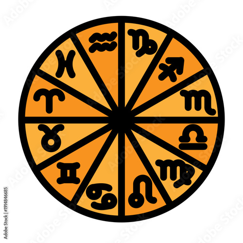 Natal Chart Vector Filled Icon Design