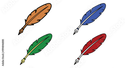 Quill Pen Line art clean colorful vector