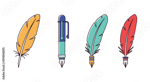 Quill Pen Line art clean modern abstract illustration