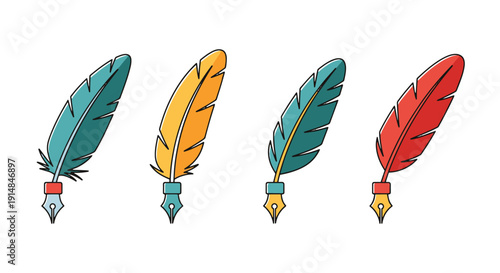 Quill Pen Line art creative modern color illustration