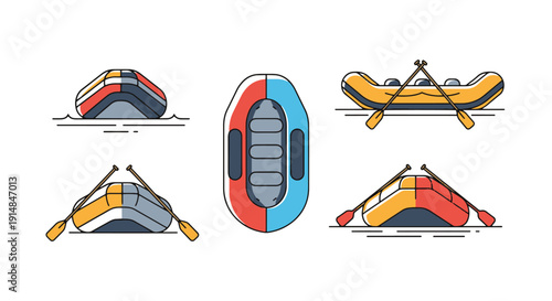 Rafting Boat Line creative abstract style vector