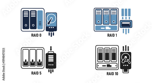 RAID Array Line art modern soft tone illustration