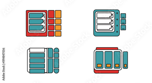 RAID Array Line art minimal contemporary color vector