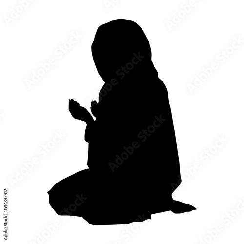 Praying muslim woman silhouette