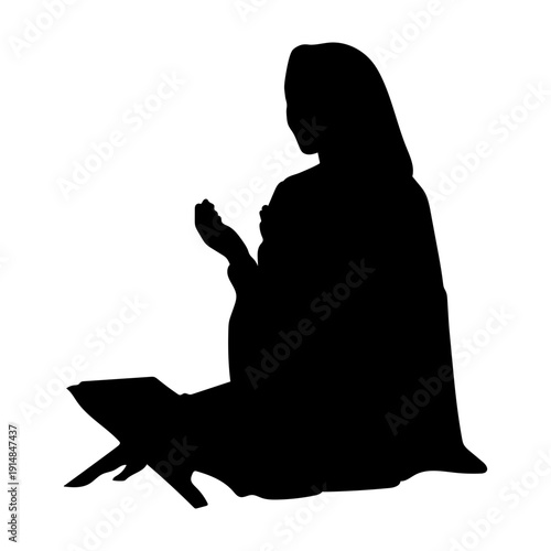 Praying muslim woman silhouette