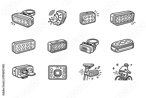 Brake casing bright light bike commute ride icon led vector indicator seatpost