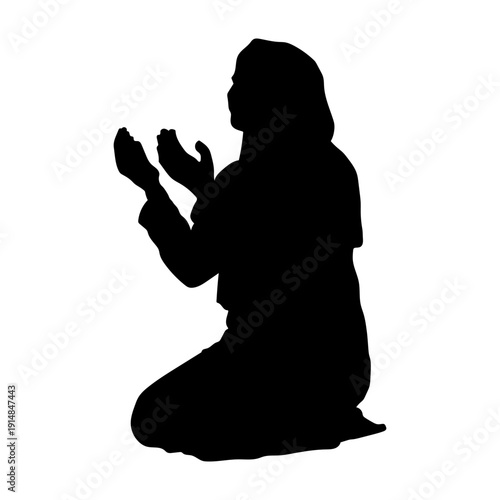 Praying muslim woman silhouette