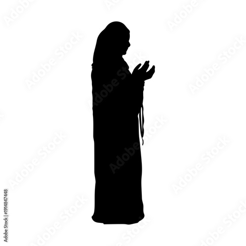Praying muslim woman silhouette