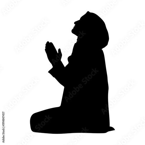 Praying muslim woman silhouette