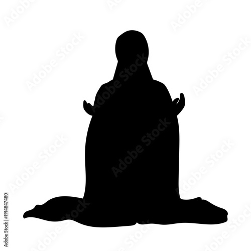 Praying muslim woman silhouette