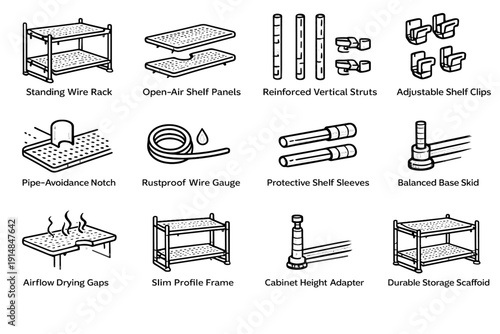 Shelf reinforced height icon under panels vector organizer sink drying wire cabinet