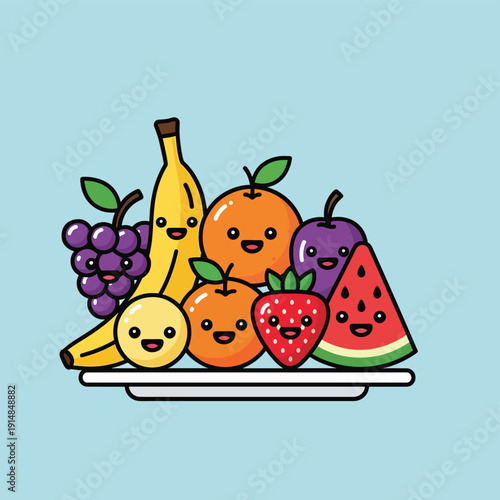 Cartoon Fruits on Tray