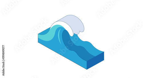 Isometric illustration of a stylized ocean wave, depicting the movement of water