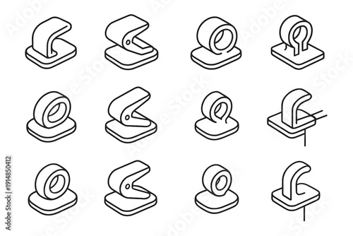 Accessory clip icon cable reinforced icons desk vector clean precise contours smooth