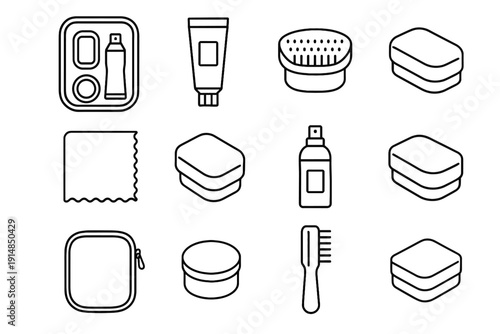 Bristle outline icon tools shoe polish pad care vector cream microfiber