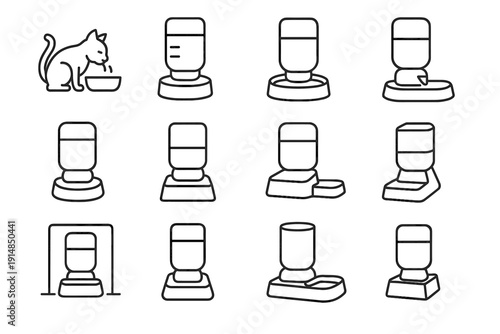 Drinking controlled base wide vector icon support water removable dispenser pet outline