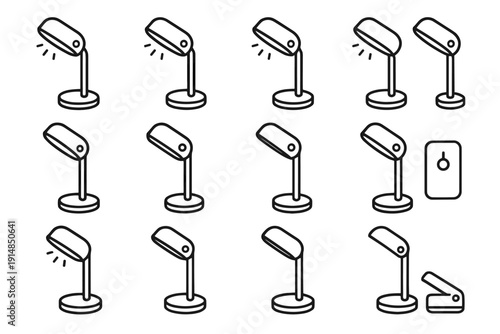 Portable detail unit vector desk clean modern vertical icon illumination lamp