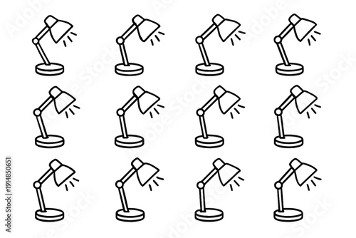 Compact icon vector modern lamp icons bedside short focused arm minimalist portable