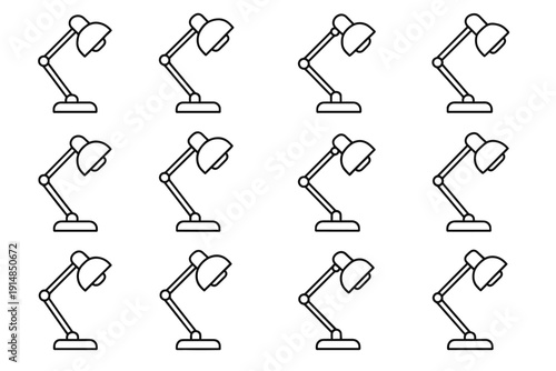 Office movable silhouette geometry desk compact led icon lamp vector portable modern