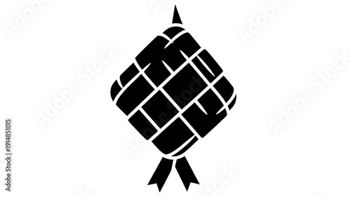 Traditional ketupat rice dumpling illustration on white background.