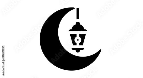 Islamic crescent moon with lantern symbol.