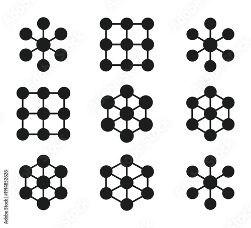 Photos Vector showcasing various geometric molecular structures.