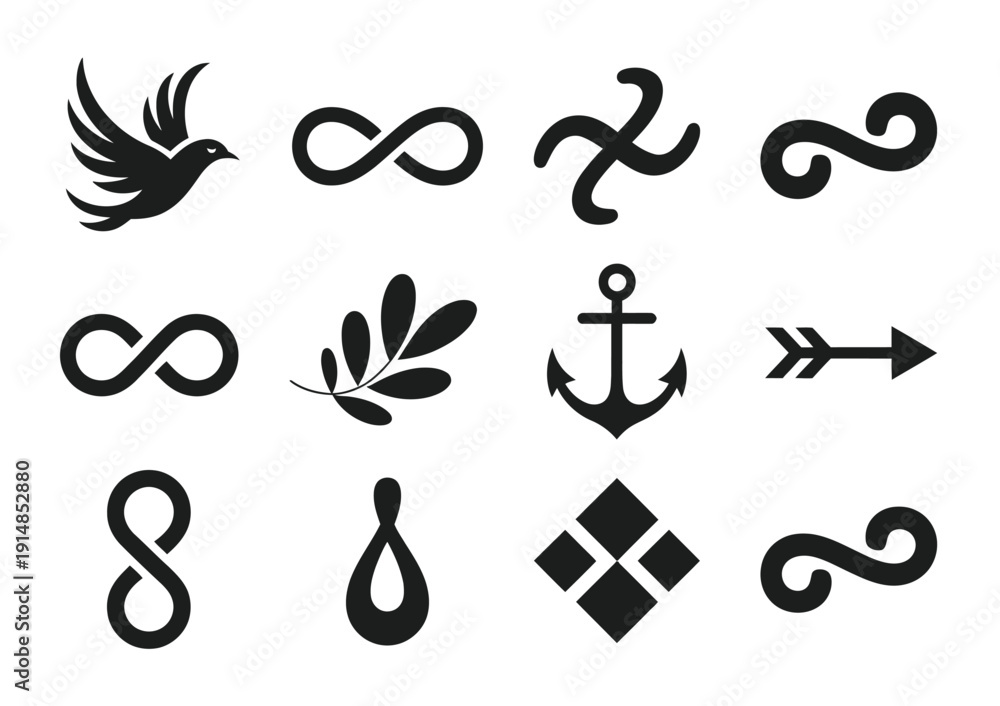 Naklejka premium Collection of vector icons including symbols and designs