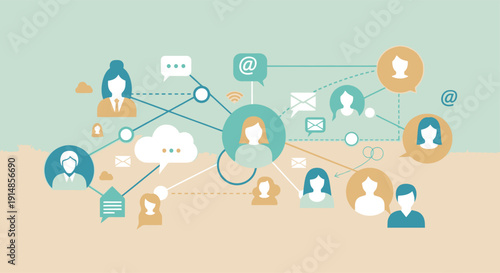 Social network connections with diverse avatars and communication icons