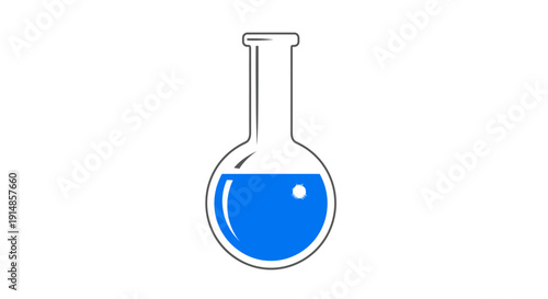 Minimalist flask illustration with blue liquid, ideal for scientific and educational concepts