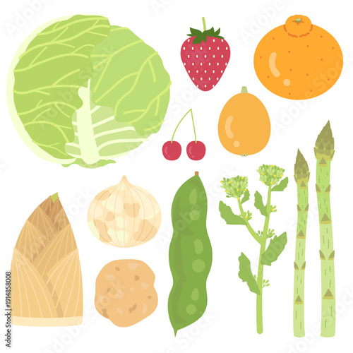 春の食材イラストセット