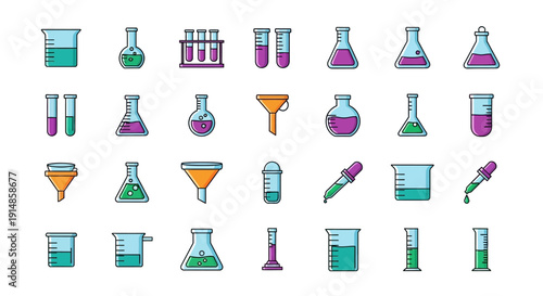 Laboratory Equipment Icons: A Collection of Scientific Instruments and Supplies