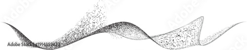 Noisy waveform line. Dynamic sound wave particles for music, audio branding, website banner, headers. Wave flow texture. Spray particles trace. 