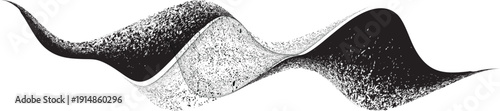 Noisy waveform line. Dynamic sound wave particles for music, audio branding, website banner, headers. Wave flow texture. Spray particles trace. 