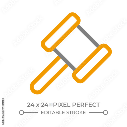 Judge mallet colorful line ui icon. Gavel traditional courtyard attribute. making decision in criminal case. Isolated vector duotone linear symbol. User interface element, pixel perfect
