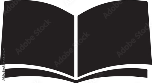 Black Silhouette Open Book Icon Vector Graphic