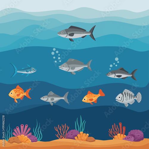 Underwater Scene with Fish and Coral