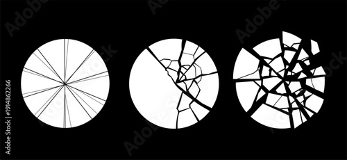 Three cracked glass circles
