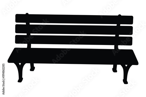 Park bench silhouette vector, wooden park bench black silhouette. vector illustration