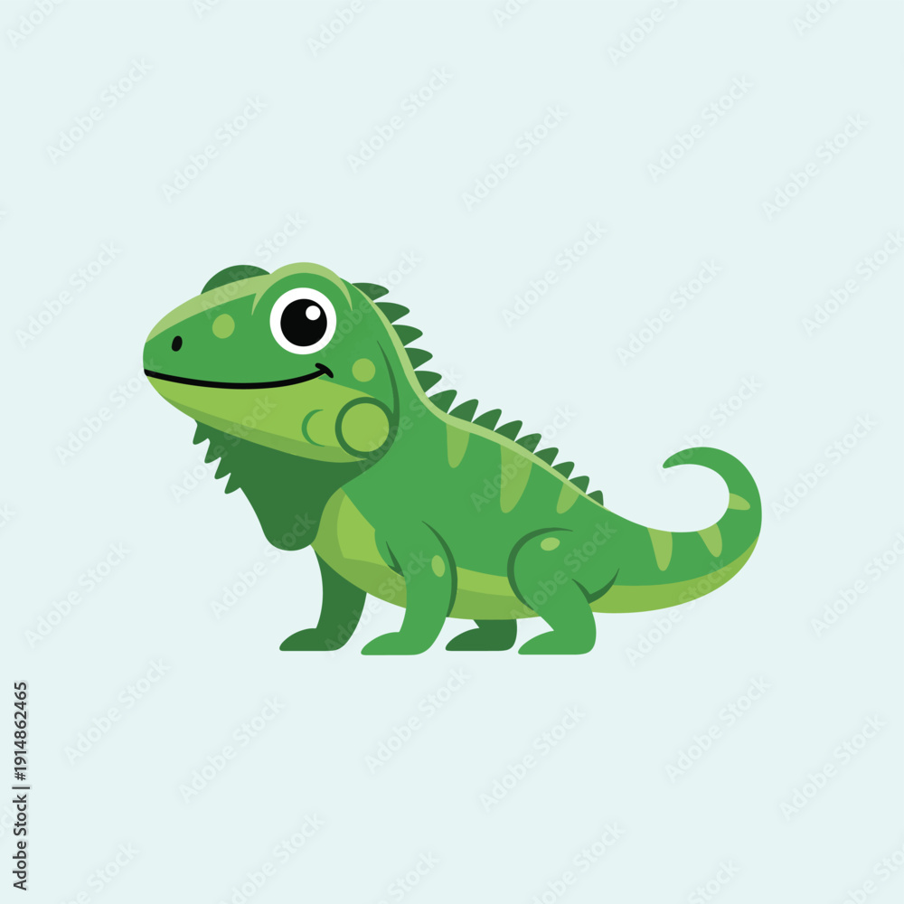 Obraz premium Cartoon Green Iguana