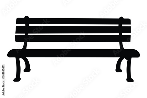 Park bench silhouette vector, wooden park bench black silhouette. vector illustration
