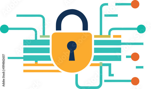 Secure data encryption vector illustration