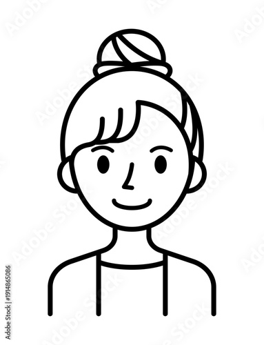 ベクターイラスト素材：笑顔の若い女性アイコン