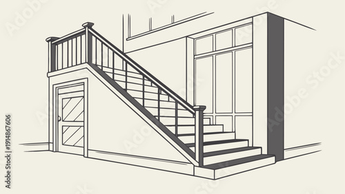 Modern staircase with railing leading to upper level