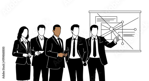 Business Professionals in Formal Attire Discussing.