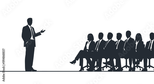 Businessman Presenting to Corporate Audience Silhouette.